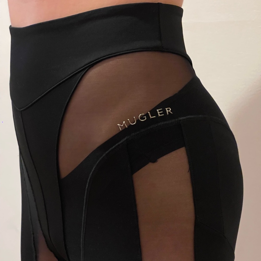 New Without Tags Mugler H&M Black Mesh Panel Leggings